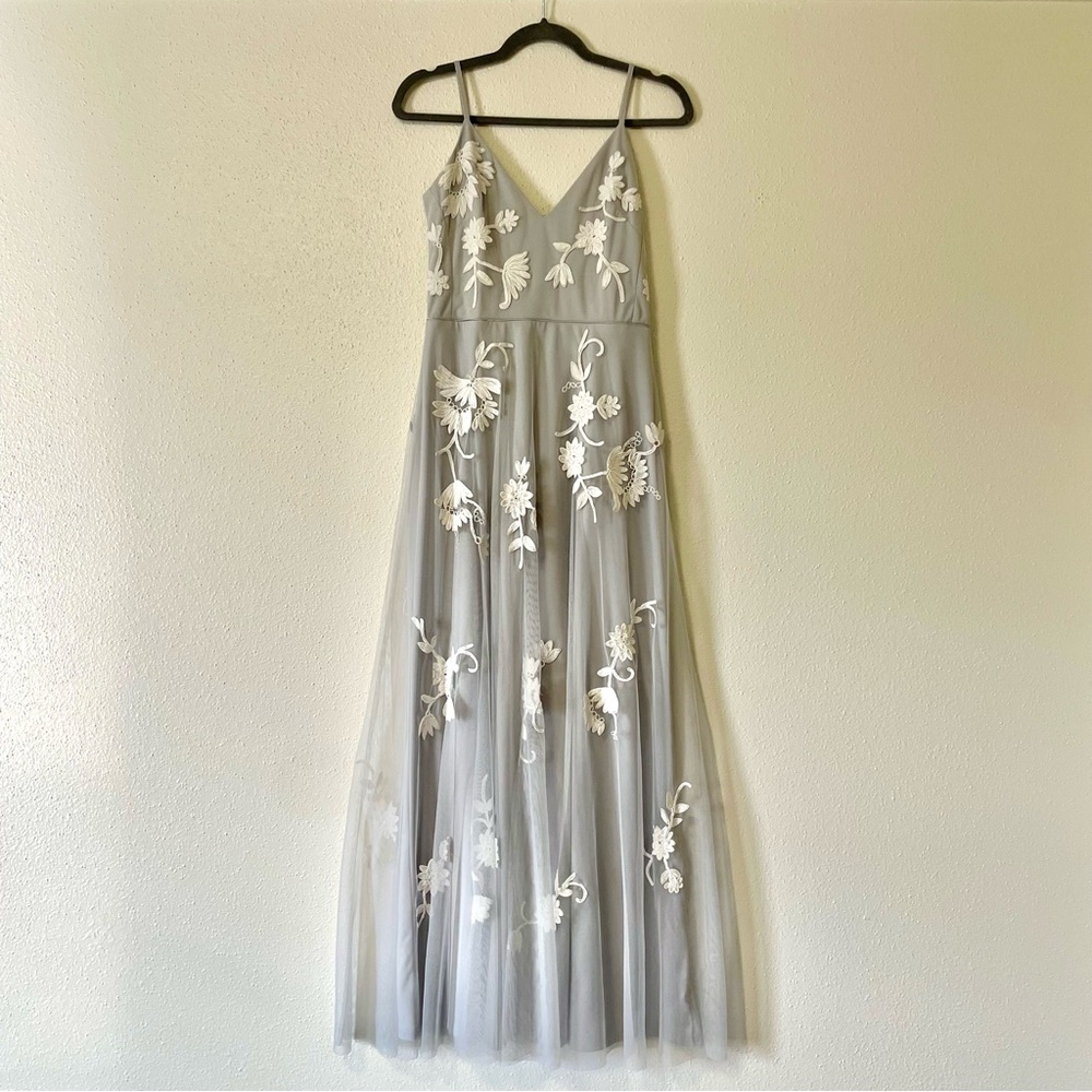 Anthropology BHLDN Bethany Bridesmaid Dress Size 2 US Gray Fairy Core Wedding